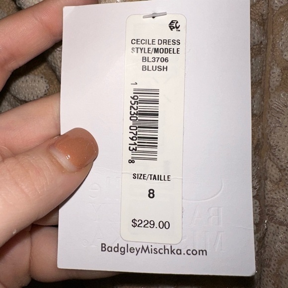 NWT Belle Badgley Mischka cream floral sequin halter mini dress formal party 8 - Picture 9 of 13